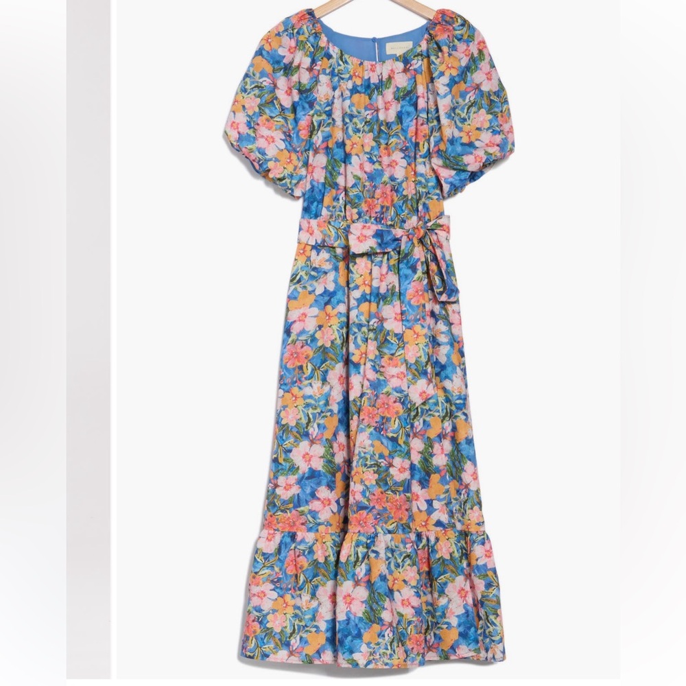 MELLODAY Floral Puff Sleeve Maxi Dress